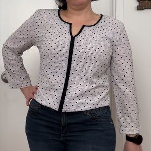 White with black dots blouse size L